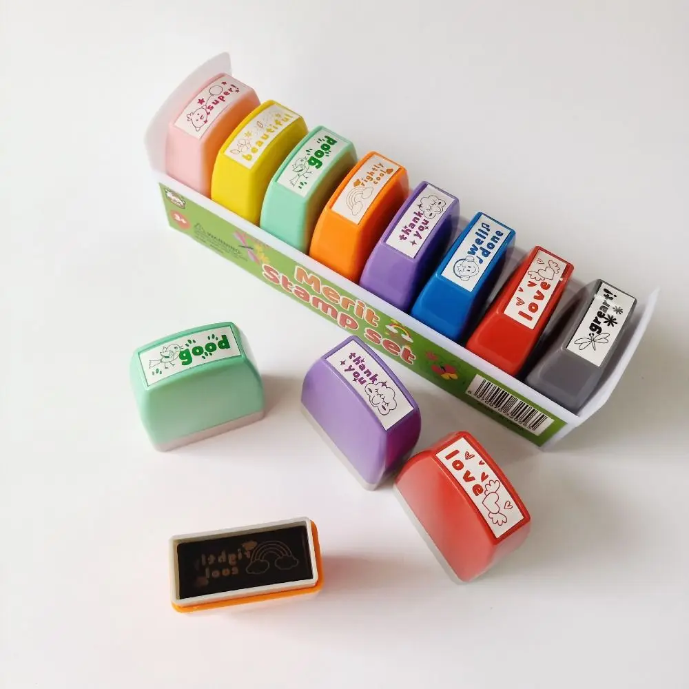 5/8Pcs Creative Teacher's Review Seal Colorful Educational Teacher's Comment Stamp Finance English Version
