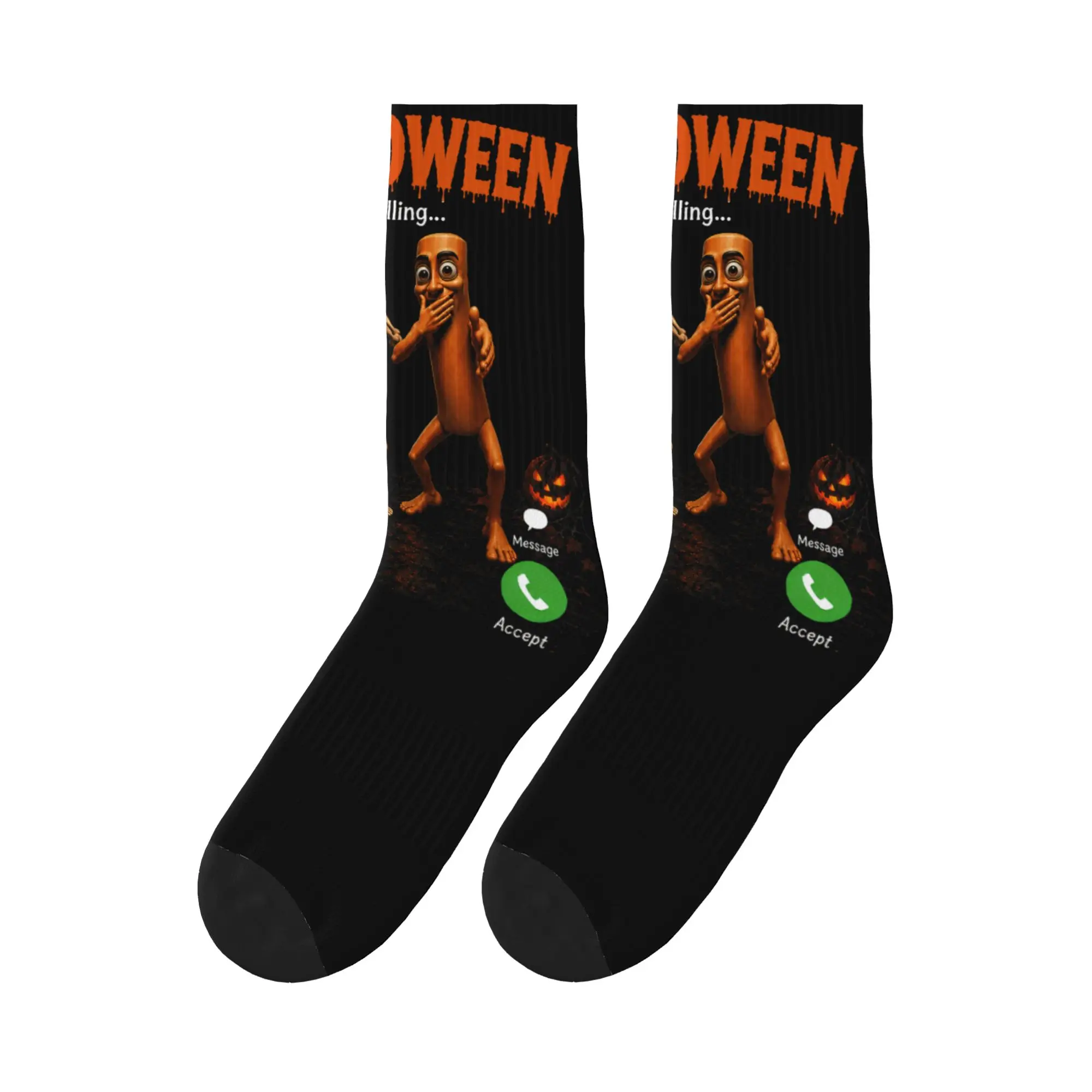 Tung Tung Sahur Skeleton Halloween is Calling Viral Dance Socks Men Soft Breathable Climbing Socks Autumn Graphic Anti Socks