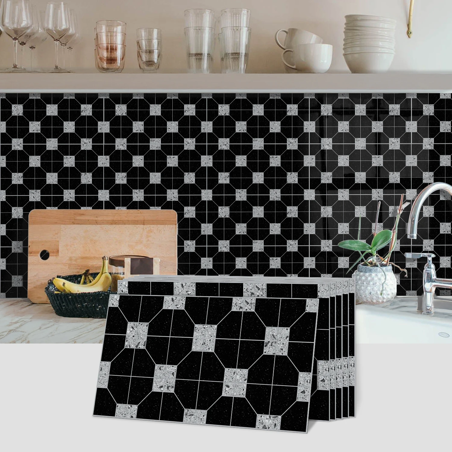 

Marble Peel and Stick Wall Tiles, Waterproof Self-Adhesive Backsplash for Kitchen Bathroom DIY Decor
