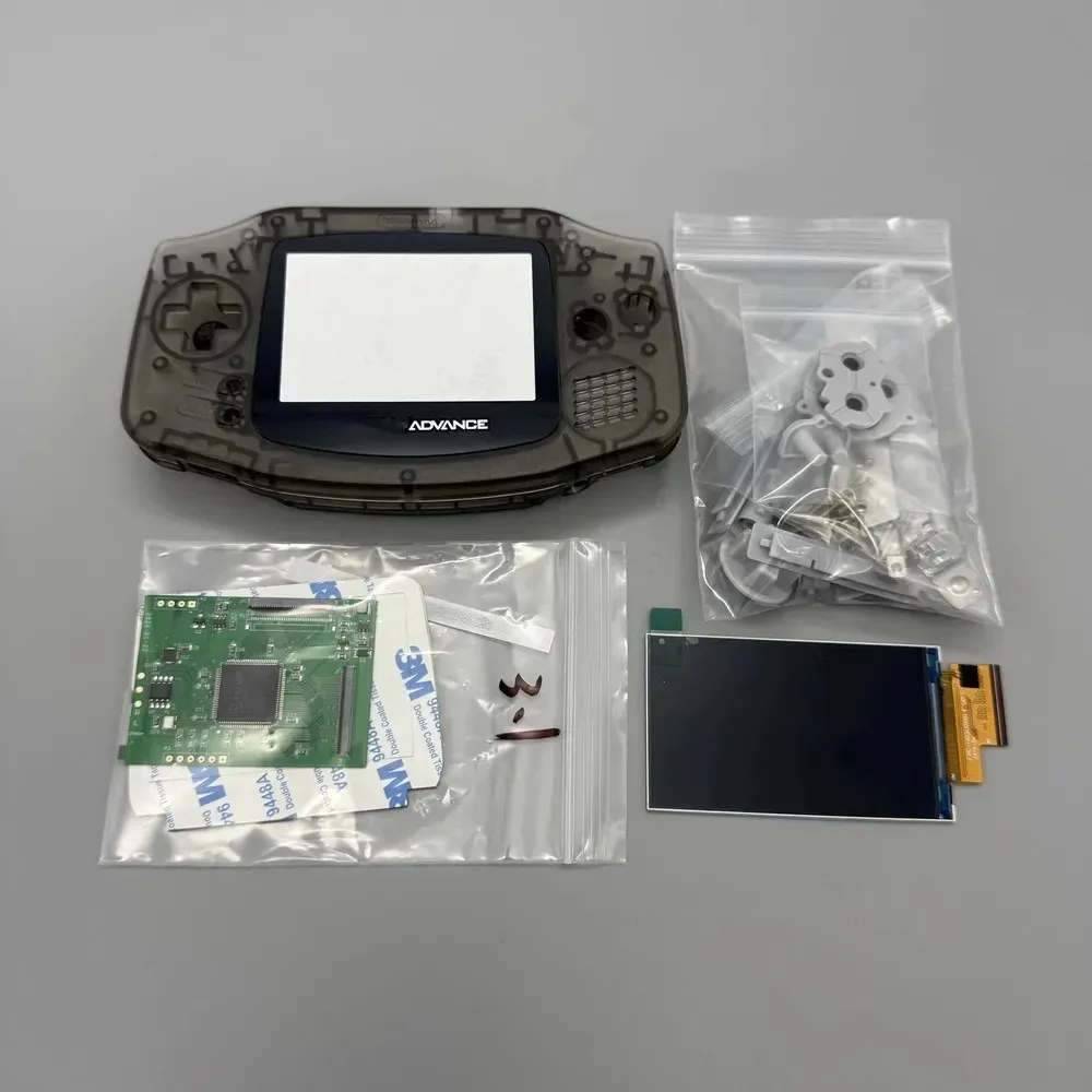 Écran LCD IPS GBA, pas de coque à découper nécessaire, installation facile, écran LCD IPS haute luminosité de 2,9 pouces et kit de coque pour Game Boy Advance GBA