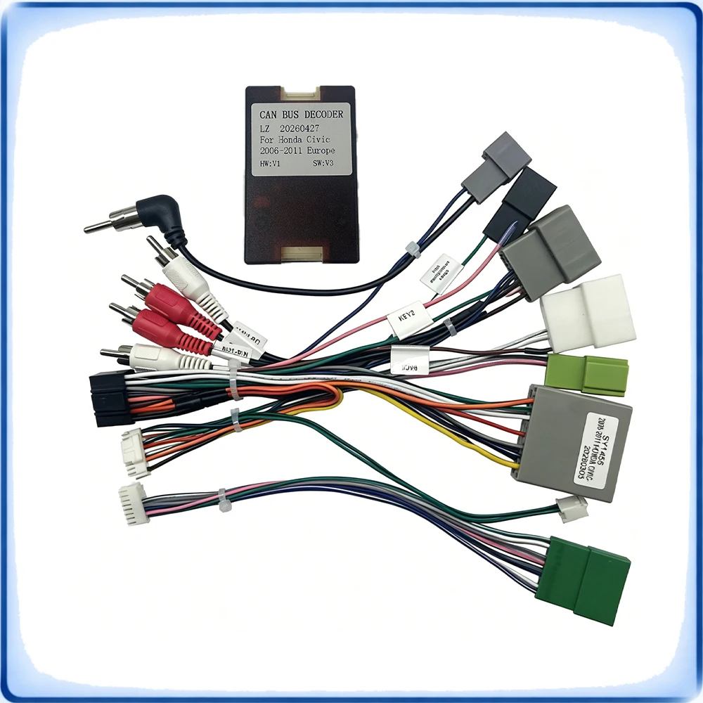 For Honda Civic 2006-2011 European Version Car Accessories Wiring Harness with CANBUS Decoder Box