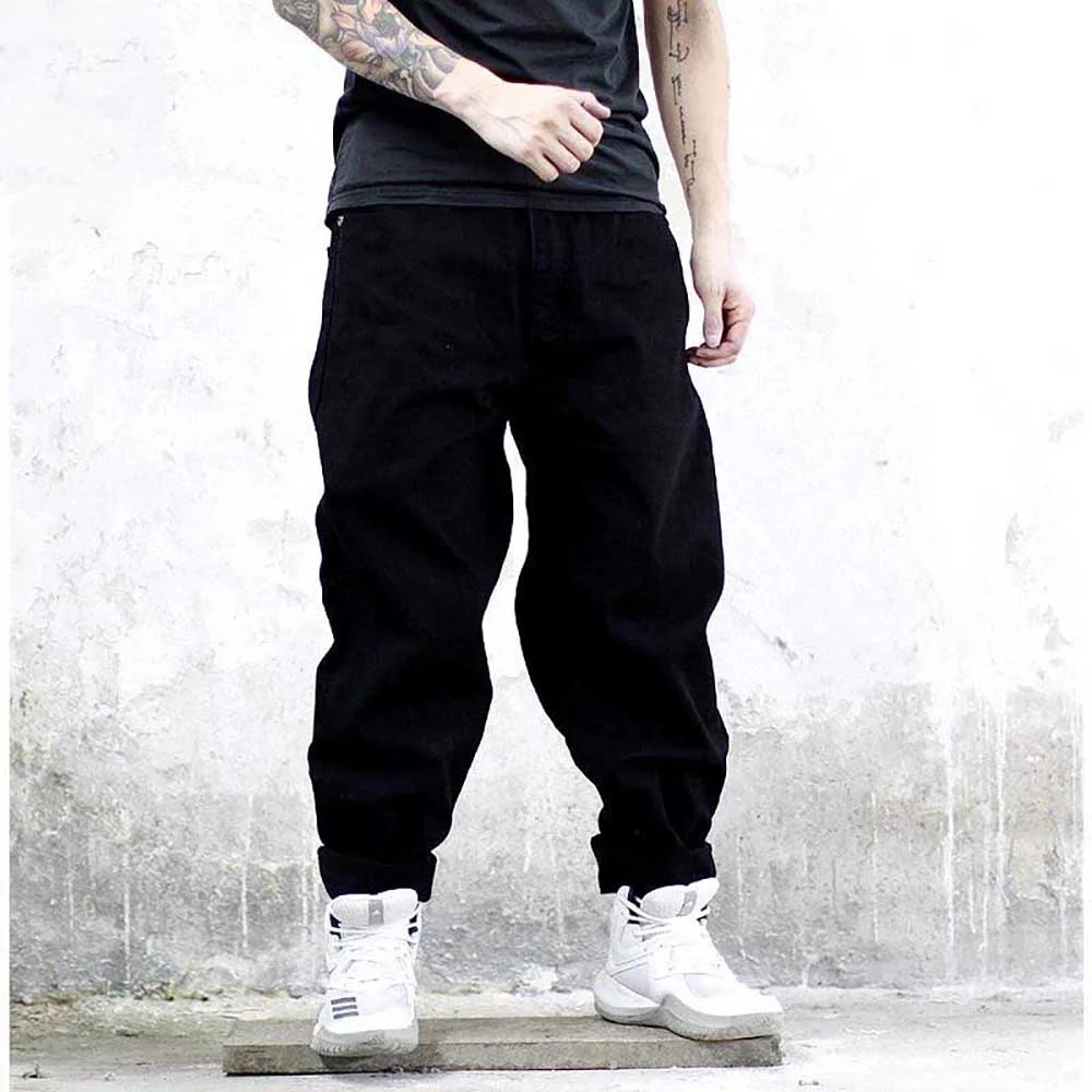 

Fashion Hiphop Harem Jeans Men Casual Denim Pants Black Straight Loose Baggy Trousers Streetwear Plus Size Clothing