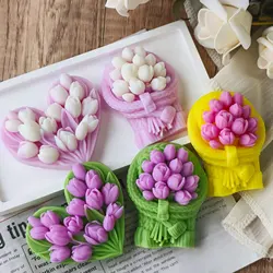 Aroma Candle Plaster Car Diffuser Stone Molds Handmade Candy Chocolate Making Mould DIY Tulip Love Flowers Silicone Mold