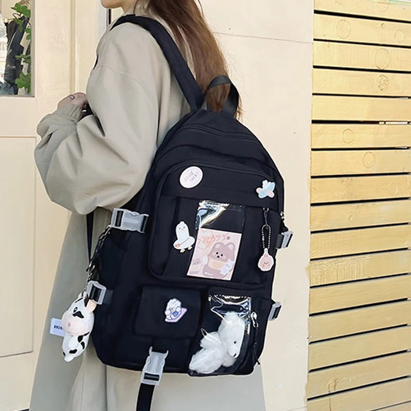 Cute Women Backpacks Waterproof Multi-Pocket Nylon School Backpack for Student Female Girls Kawaii Laptop Book Pack Mochilas