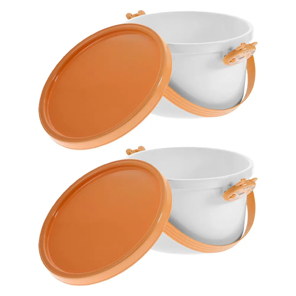 

2Pcs Plastic Storage Bucket with Lid Organizer Box for Kids Pet Accessories Stationery Portable Storage Container