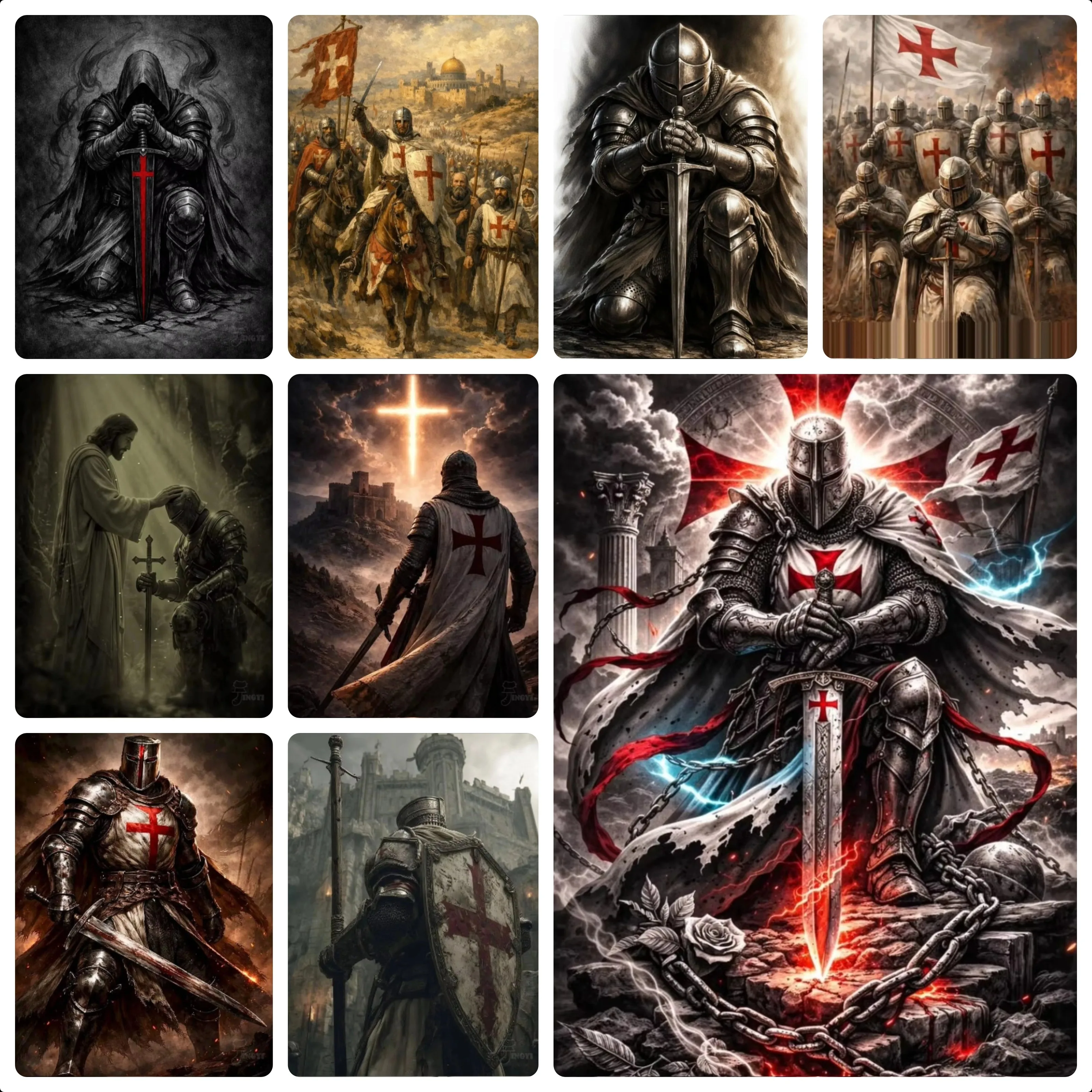 Crusader Knight Multi Battle Scene Templar Warrior DIY Oil Painting By Numbers Canvas Artwork Wall Hanging Home Wall Decor Gift