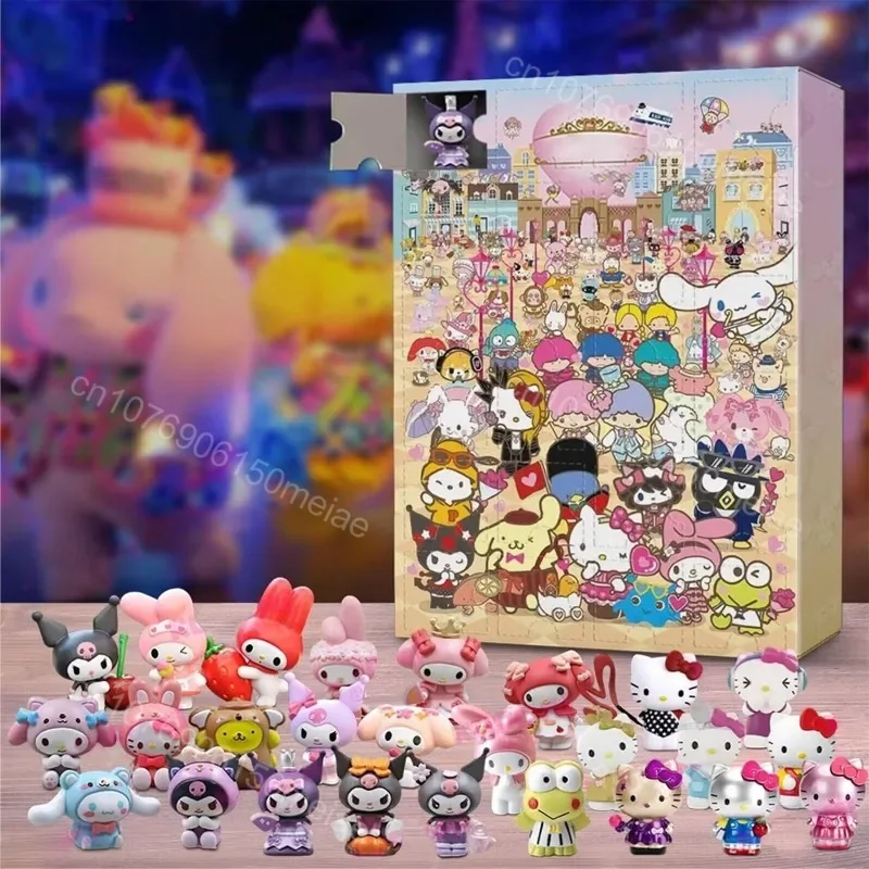 Mininstants-Hello Kitty Halloween Anime Cartoon Figure Aléatoire Calendrier de l'Avent, Porte-clés Ornement, Jouet Kawaii, Cadeau de Noël pour Enfants, Nouveau