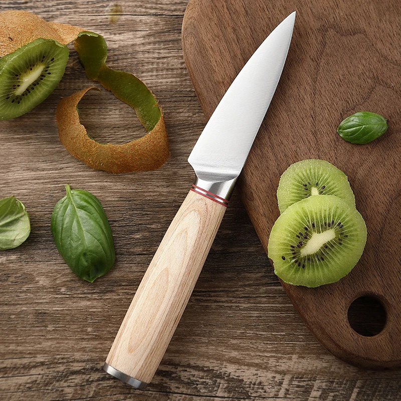 TJ POP 3.5 Inch Fruit Knife Paring Knife Stainless Steel Lemon Slicer Pakkawood Handle Utility Peeling knife Kitchen Knife Tools