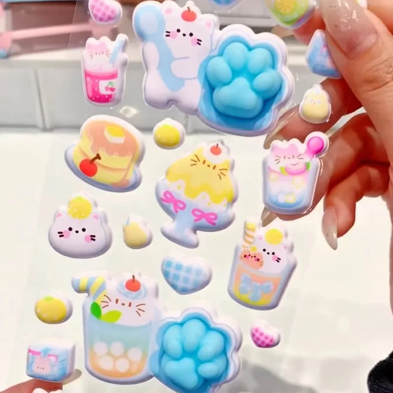 1 Pieza de Pegatinas 3D de Patas de Gato, Lindas Calcomanías Kawaii para Niños, Pegatinas Hinchables DIY para Diario, Funda de Teléfono, Photocards Kpop, Decoración de Dibujos Animados