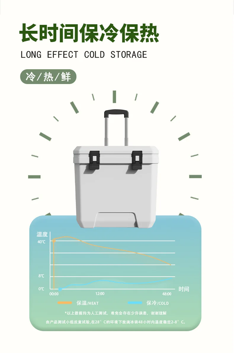 Car tie rod with wheel portable incubator 38QT camping picnic refrigerated and fresh outdoor cold refrigerator for merchants