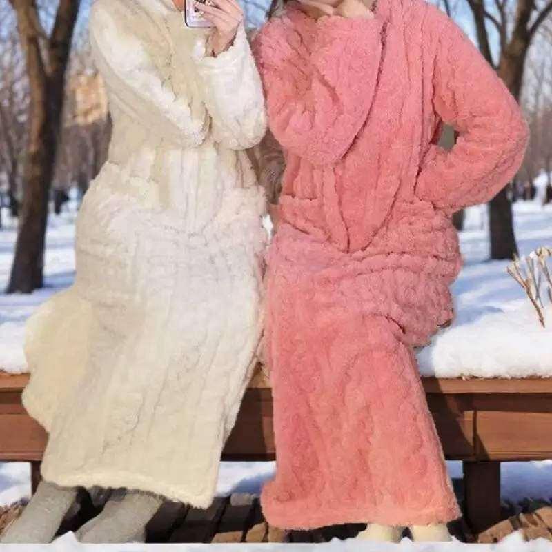 

Пижамное платье принцессы из кораллового флиса, свободная ночная рубашка с длинными рукавами для девочек, одежда для отдыха, осенне-зимняя теплая домашняя одежда, новинка