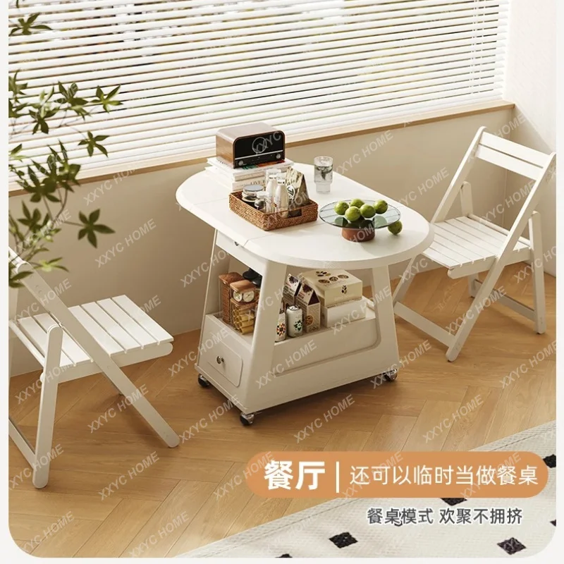 

LMobile coffee table living room household small apartment modern simple square lifting solid wood folding cart