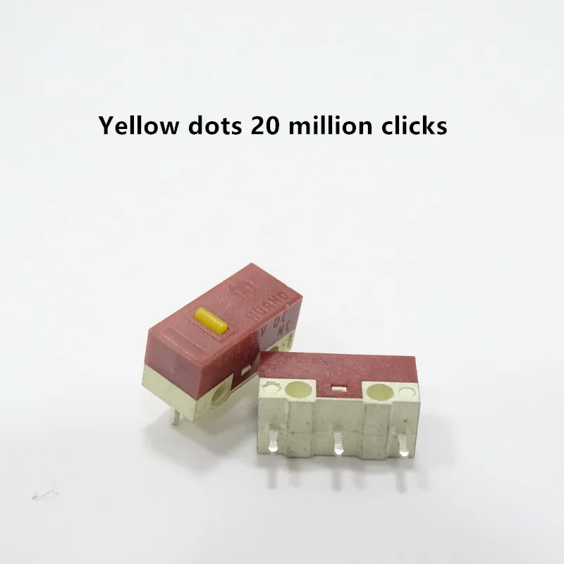 Free Shipping 10Pcs New Original HUANO Silent Micro Switch Yellow dot 20 Millions Click Lifetime Mute Micro Switches 3Pin button