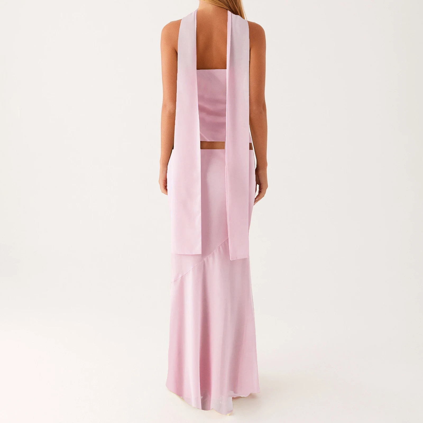 

Women Summer 3 Pieces Sets Strapless Backless Tube Top with Long Skirt and Scarf Fashion Floral/Solid Outfits