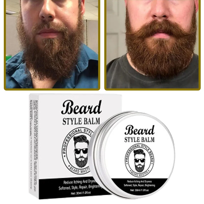 Bálsamo Natural para el cuidado de la barba para hombres, crema de cera hidratante para el cuidado profesional de la barba, efecto Dashing para