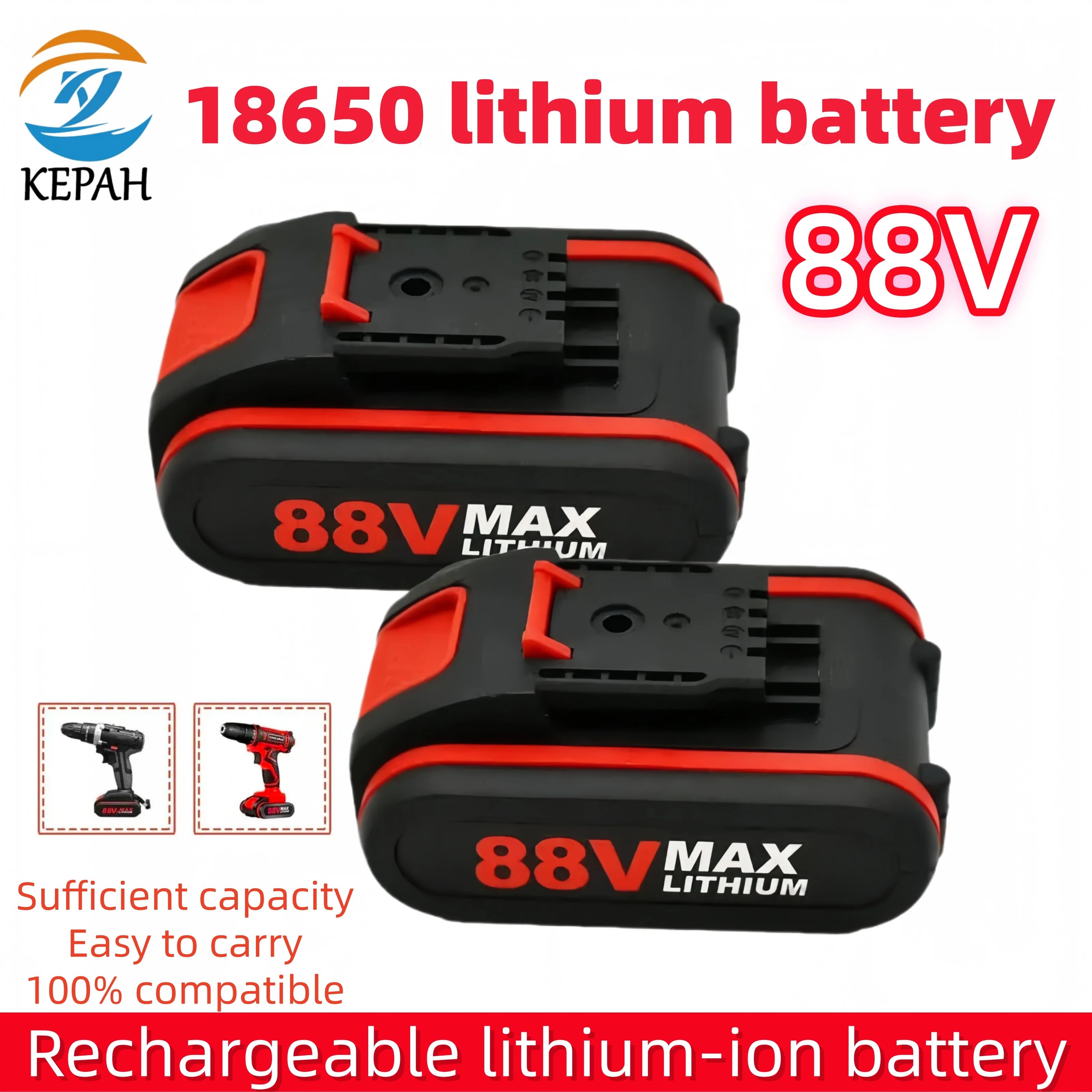 88V Wiederaufladbare Lithium-Ionen-Batterie 18650 Lithium-Akku 48V Elektrowerkzeug-Akku Kabelloser Schrauber Mini-Kettensäge Bohrer