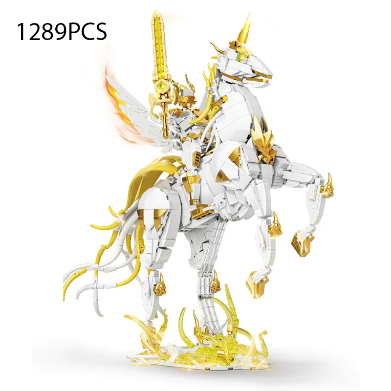 

Креативный золотой паладин, меха, модель строительного блока, детская головоломка, сборка игрушки для мальчиков, праздничный подарок, коллекция хобби, украшение