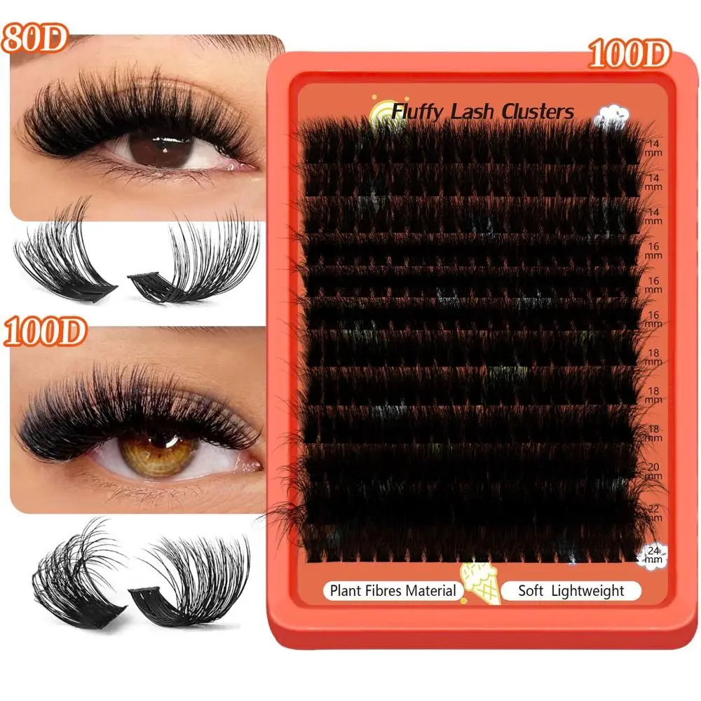 100D False Eyelashes 3D Volume Wispy Style 3D Faux Mink Lash Fluffy Clusters Volume Fans Eye Makeup Tools Makeup Enhancement