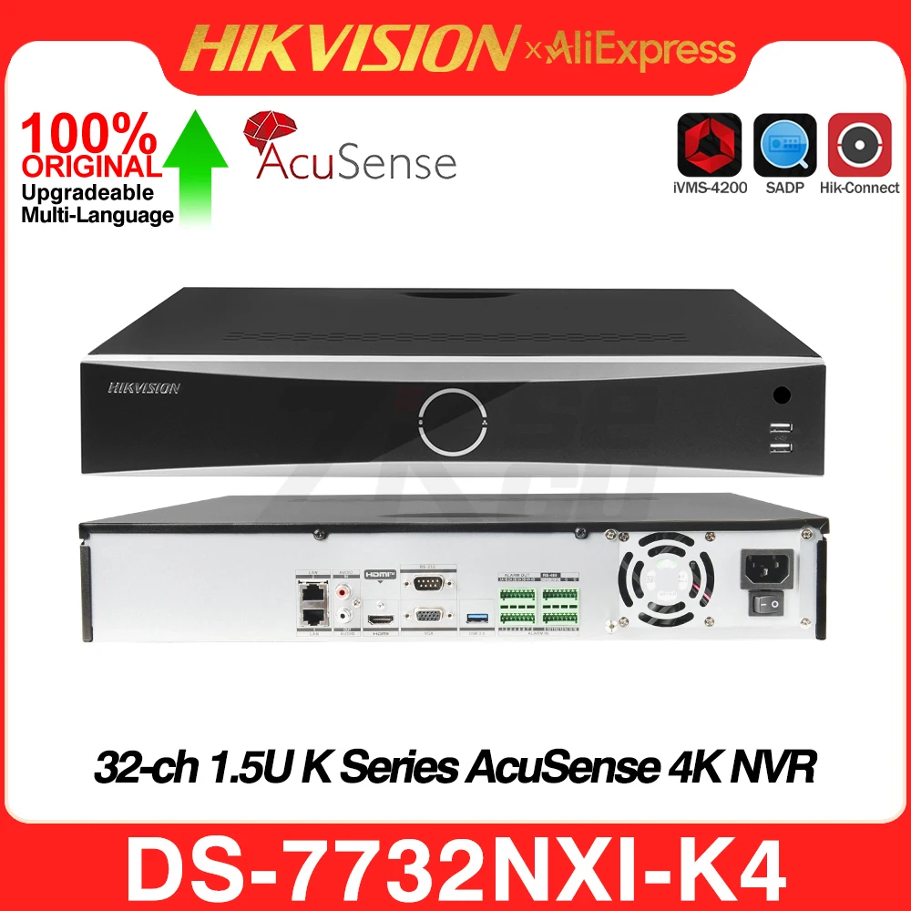 Hikvision Network Video Recorder DS-7732NXI-K4 4K 1.5U 32CH NO POE Acusense 4SATA NVR 12MP AI By Camera/NVR MD2.0 Surveillance