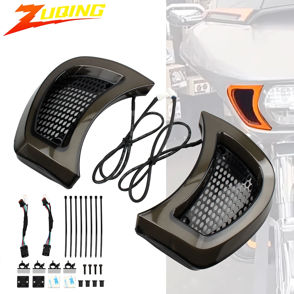 

Motorcycle Turn Signal For Harley Road Glide 2015-2022 Accessories LED Vent Light Windshield Decorative Headlight Lights