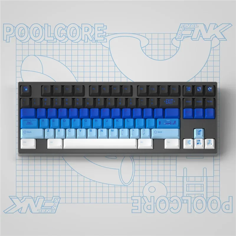 

141 Keys/Set New Gradient Blue Poolcore Cherry Profile PBT Material Keycaps For MX Switch Mechanical Gaming DIY Custom Keyboard