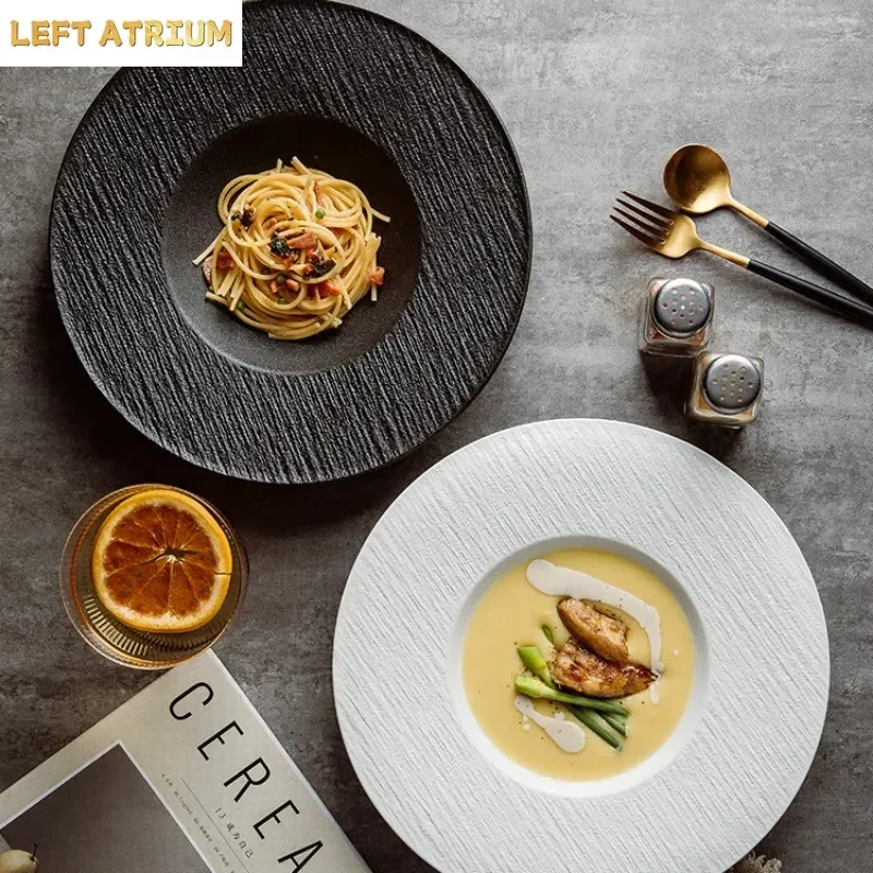 Anti-scratch Round Ceramic Dinner Plate Western Food Soup Bowl Spaghetti Plate Dining Tableware Cooking Dishes Kitchen Utensils