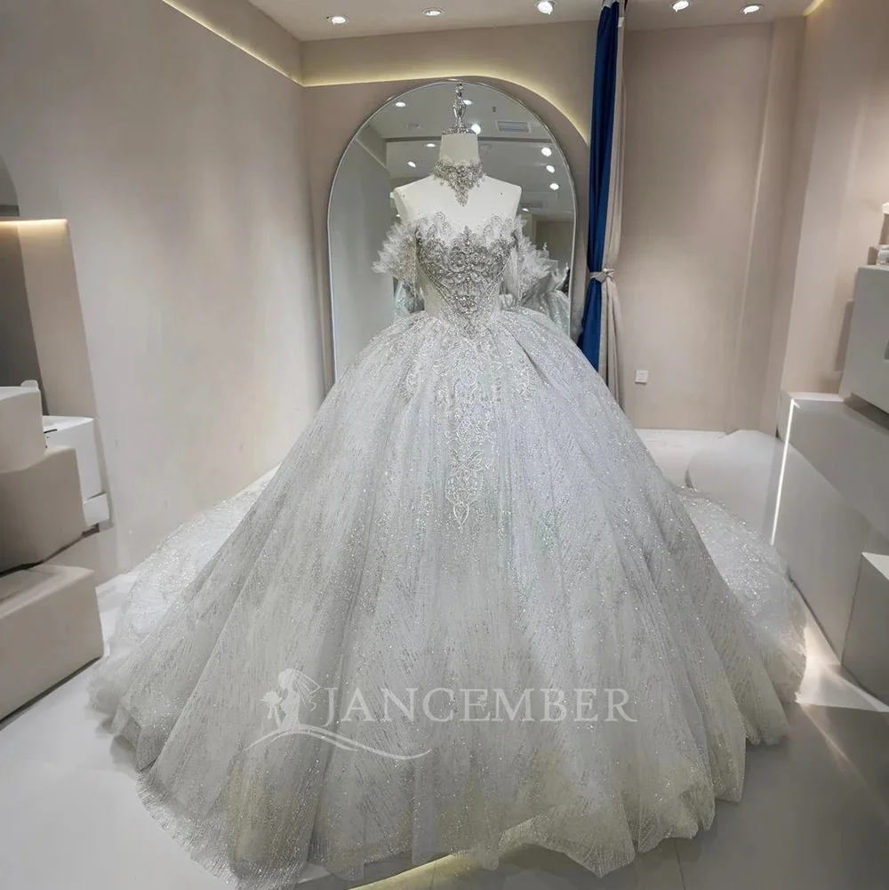

Customized Ball Gown Bridal Gown Short Sleeves Lace Top Princess Wedding Dress Court Train Corset Bride Dress vestido de noiva
