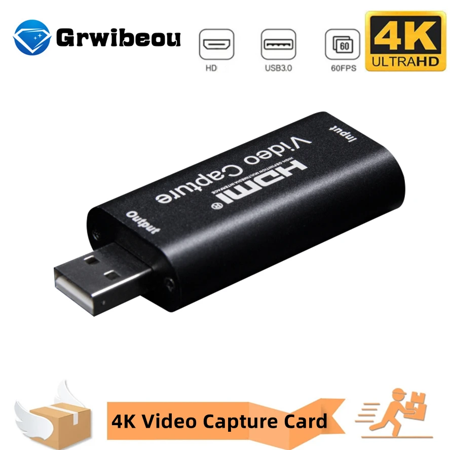 

4K HDTV-Compatible Video Capture Card Streaming Board Capture USB 3.0 1080P Card Grabber Recorder Box for PS4 Game DVD Camera