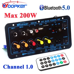 Woopker Amplifier Board 60-200W Bluetooth AMP USB FM Radio TF Player Audio Subwoofer DIY for Car Truck RV Camper