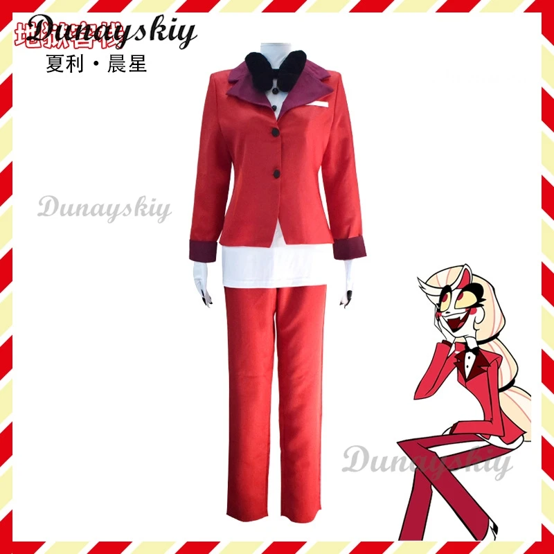 Anime Charlie Morningstar costumi Cosplay Charlie Hazbin uniforme abiti Charlie Hotel Halloween Carnival Party Cos donna uomo