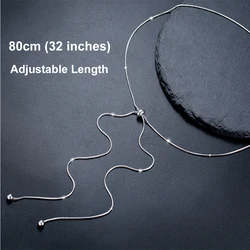 My Shape 80cm Long Round Snake Chain Necklace Adjustable Length Stainless Steel Link Chain Choker Fashion Jewelry Accessories