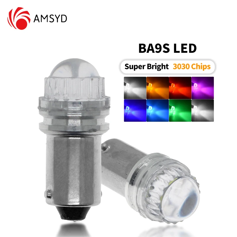 10 шт. BA9S светодиодный 1SMD подсветка номерного знака 12 в автомобильный прибор лампочка с круглой головкой для бокового освещения двери подсветка