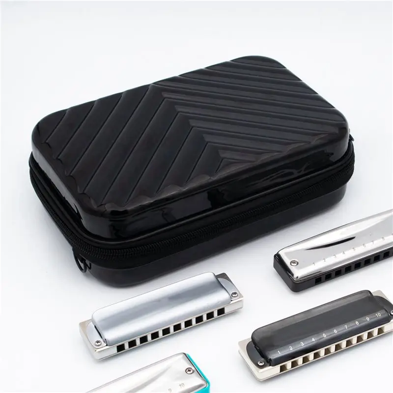 Hot kf-2X 10 Holes Harmonica Case, Zippered Pouch For Harmonica Harmonicas Storage Case Can Hold 12 Harmonicas