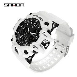 SANDA New Fashion Sport Military Men's Wrist Watch Digital Quartz Dual Display Watches Waterproof Casual Watch for Men's 6030