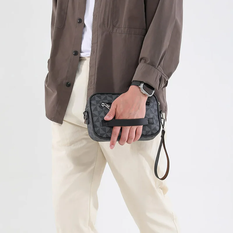Lässige, leichte Business-Umhängetaschen für Herren, PU-Leder, Umhängetasche, bequem, breiter Riemen, Umhängetaschen, Designer für Herren – Detail 3