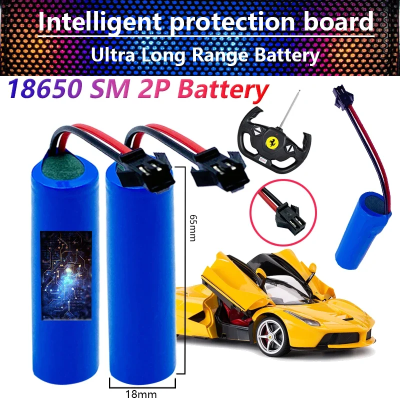 Original 3.7v 2500mah 18650 Lithium Battery For RC Stunt Car Q85 Rc Car Toys SM-2P Plug !18650 SM 2P Battery!18650 SM 2P