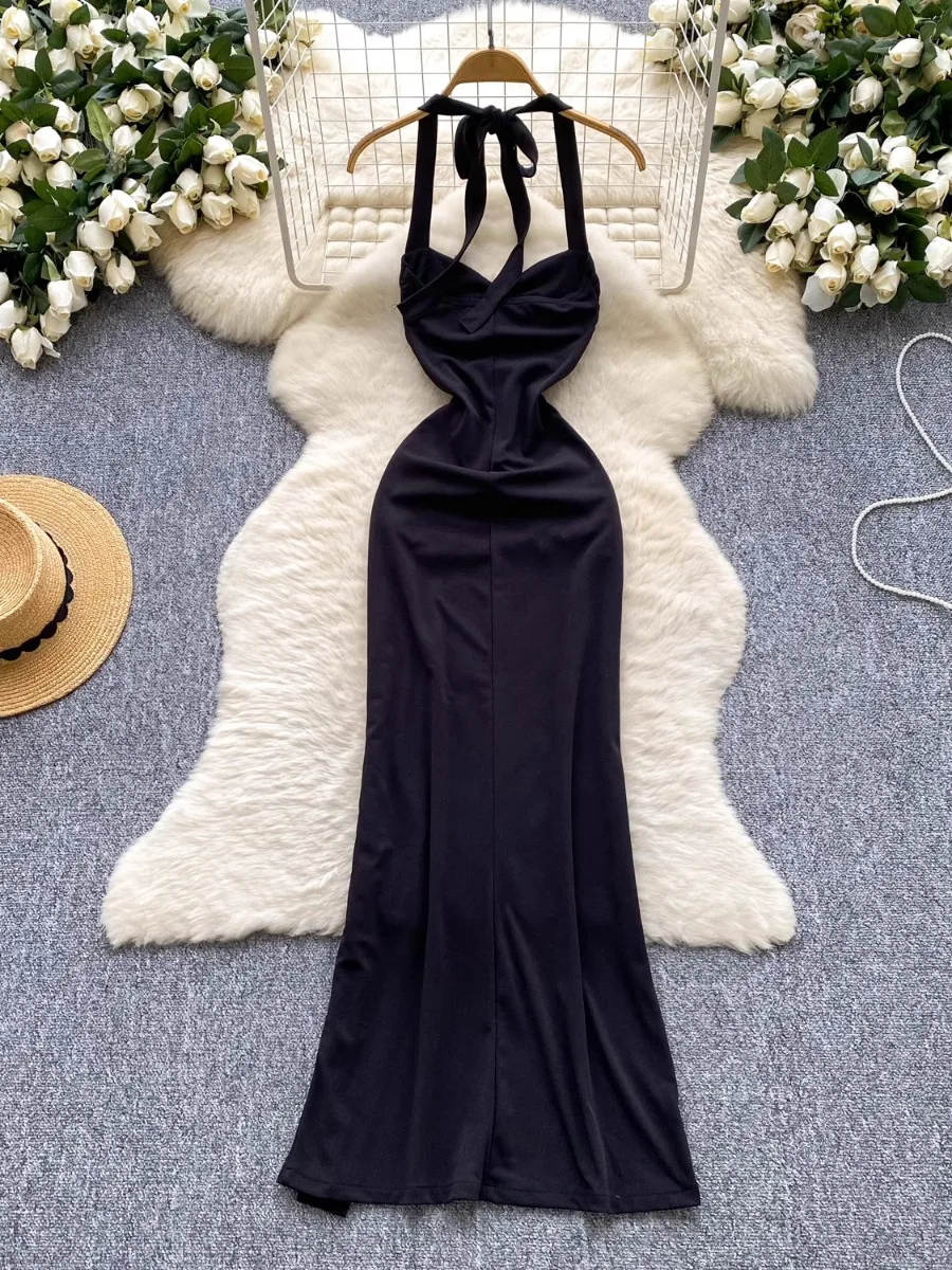 فستان صيفي طويل بدون ظهر من Foamlina فستان نسائي عالي الجودة مع رسن معدني على شكل زهرة غير منتظمة فساتين ماكسي للحفلات المسائية