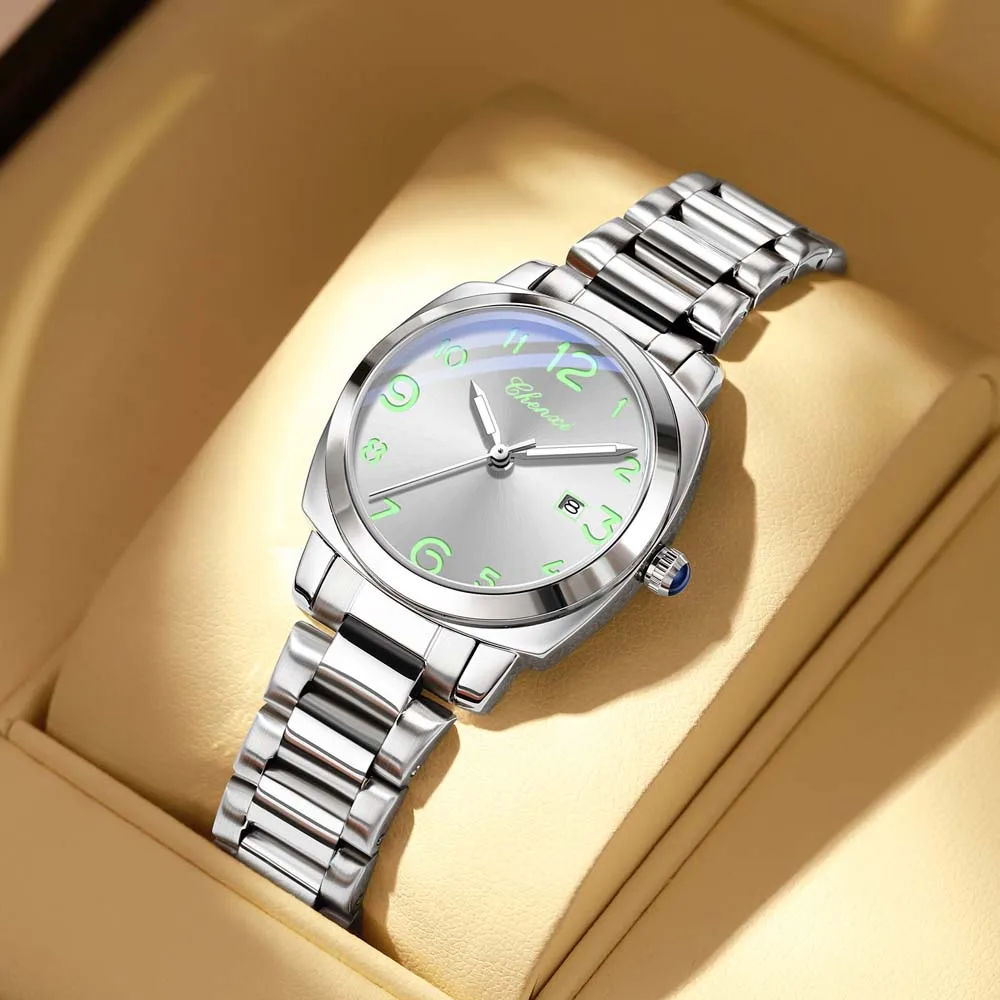 CHENXI جديد ساعة نسائية ساعة رجالي كوارتز ساعة موضة مضيئة مقاوم للماء سوار فولاذي غير قابل للصدأ ساعة اليد زوجين ساعة reloj #2