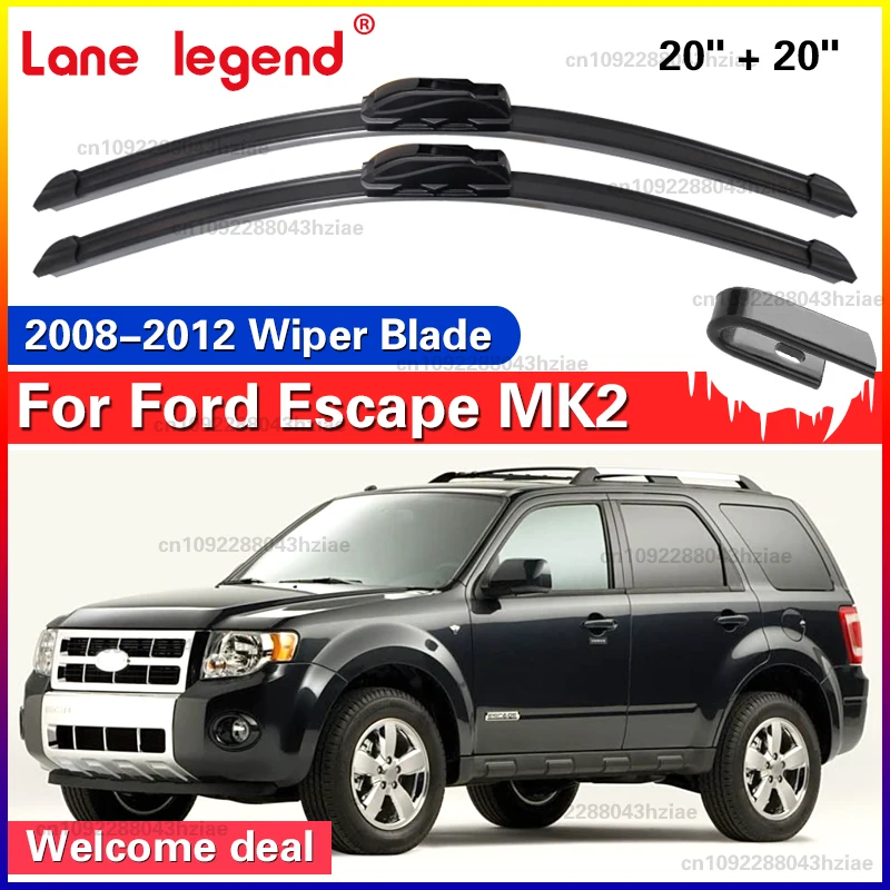 For Ford Escape MK2 2008-2012 Car Windshield Wiper U-type Soft Rubber Frameless Bracketless Car Wipers 20