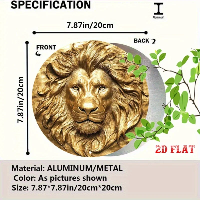 2D Flat 1pc Circular Composition Round Aluminum Sign, Hair Texture Metal Tin Sign, Solemn Expression 19.99X19.99cm Round Aluminu
