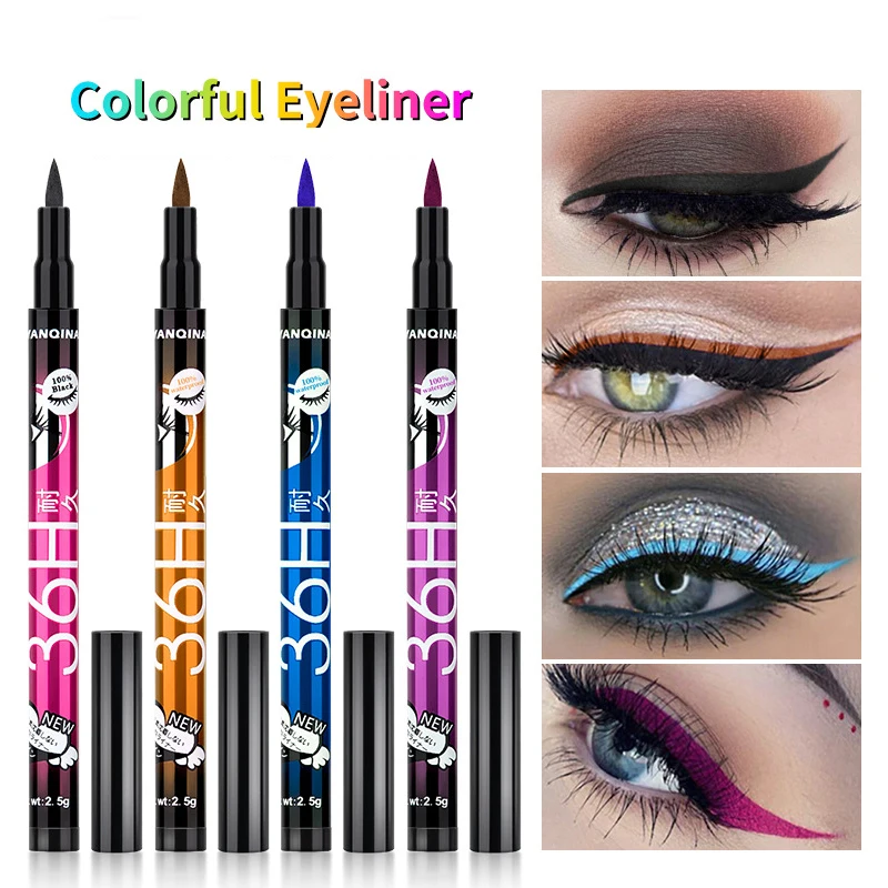 

Black Liquid Eyeliner Waterproof Eyeliner Pencil 36H Long-Lasting Liquid Eye Liner Pen Quick-Dry No Blooming Cosmetics Tool