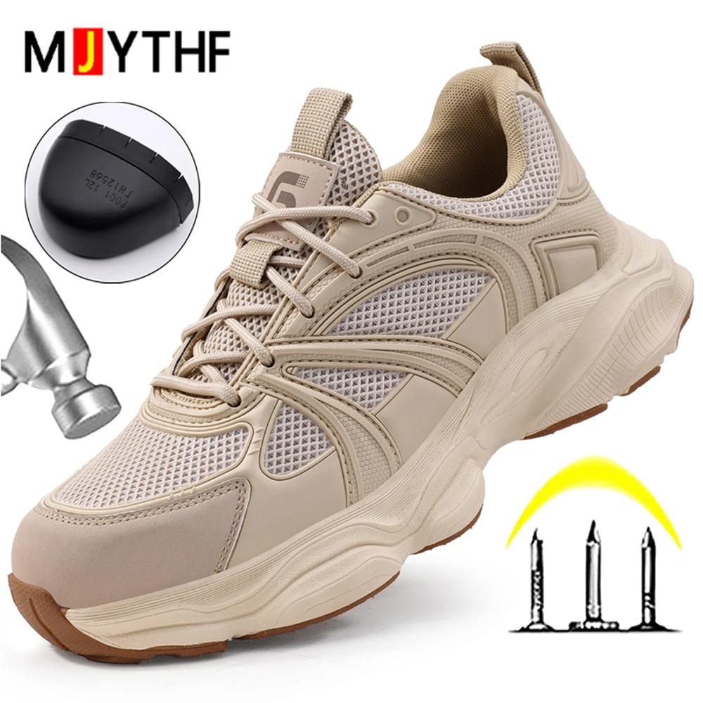 Breathable Men's Work Shoes Anti-Smash Anti-Puncture Safety Shoes Work Sneakers Steel-Toe Shoes Comfort Indestructible Shoes
