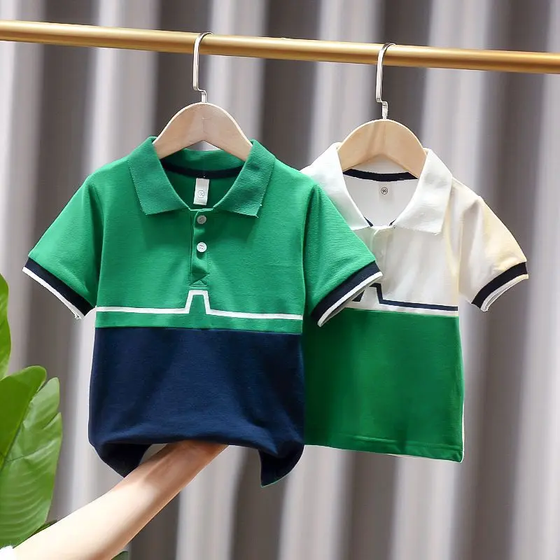 Fashion Kids Boys POLO Shirts Summer Short Sleeve Patchwork Toddler Baby Boy T Shirt Casual Teenager Polo Shirt  Boys Shirts