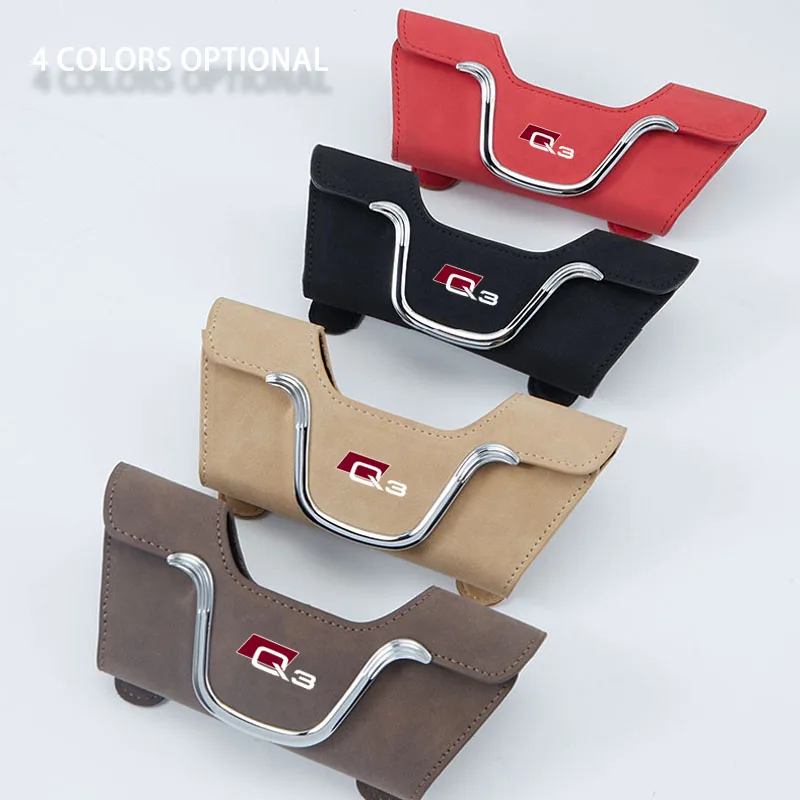 Car Sun Visor Glasses Holder Sunglasses Protective Box Glasses Case For Audi Q3 8U F3 2024 Accessories Logo Carplay headlights