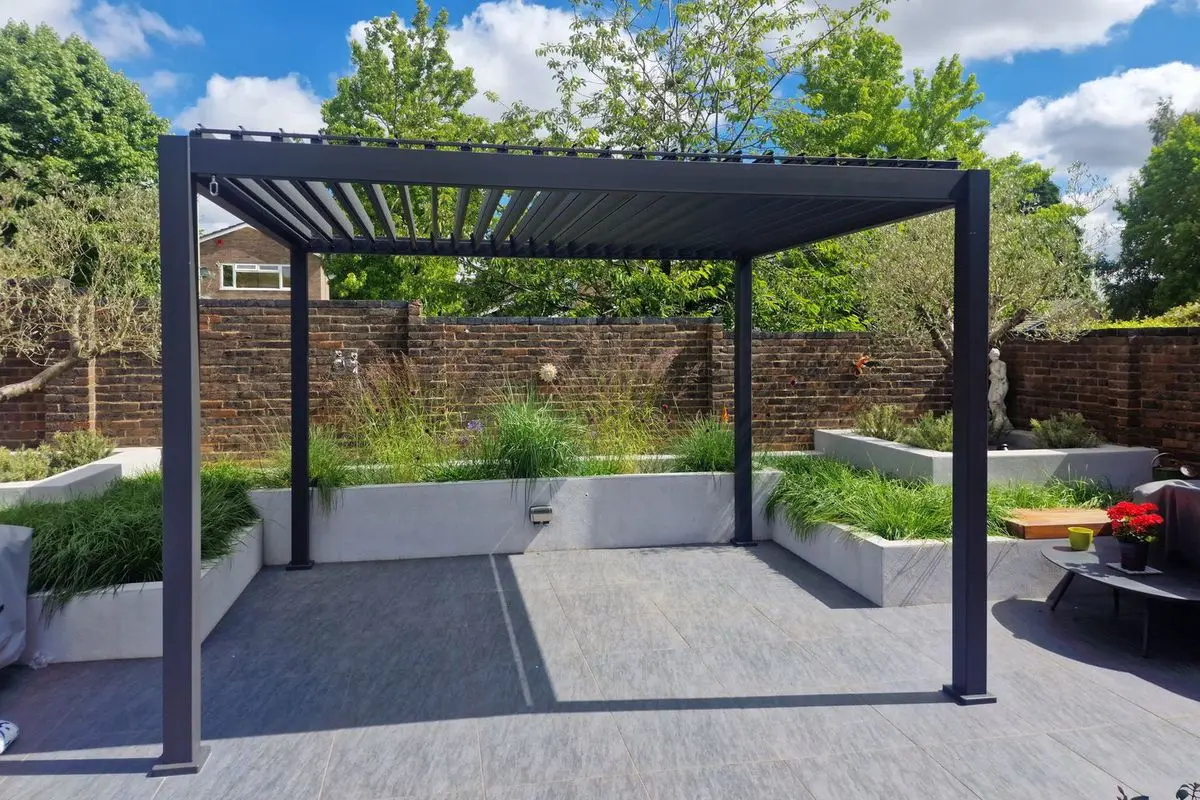 Customwaterproof and Sun Protective Pergola Outdoor Aluminum Motorized Gazebo Leisure Garden Pavilion Suitable for Home Use