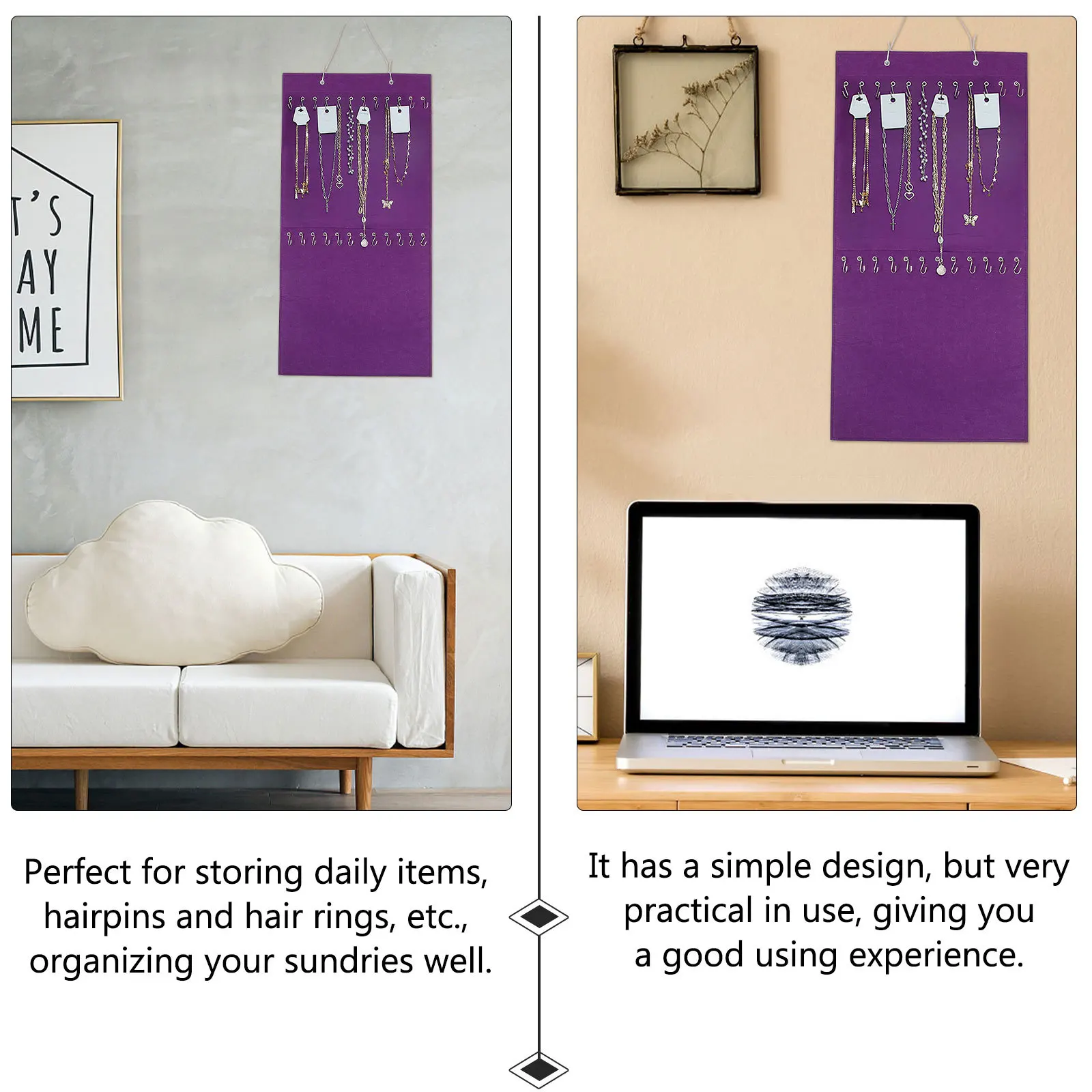 

1 set 1 Set Jewelry Storage Bag Premium Felt Hanging Organizer For Hair Accessories Wall Door Back Pouch Home Supplies