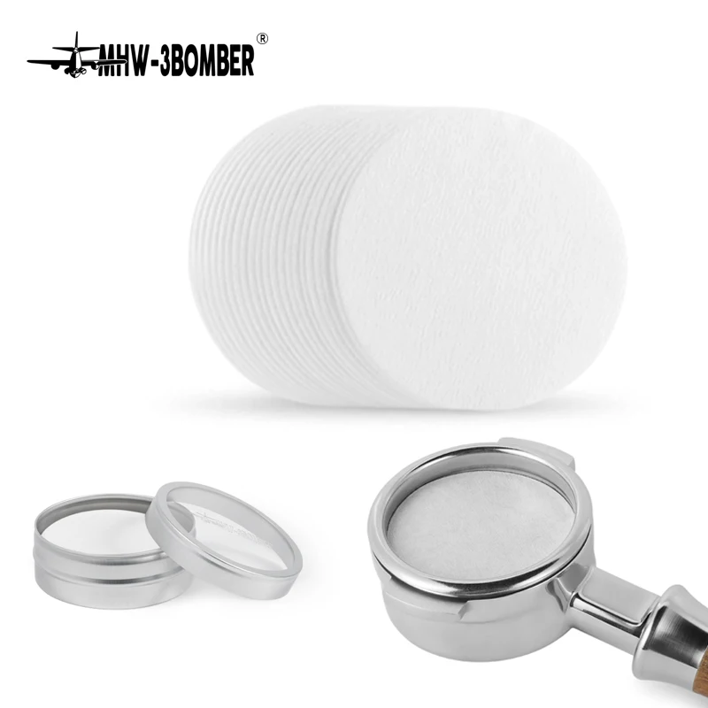 MHW-3BOMBER 100 Pieces Disposable Coffee Filter Paper Espresso Maker Tools Compatible with 51mm 53mm 58mm Portafilter Accessorie