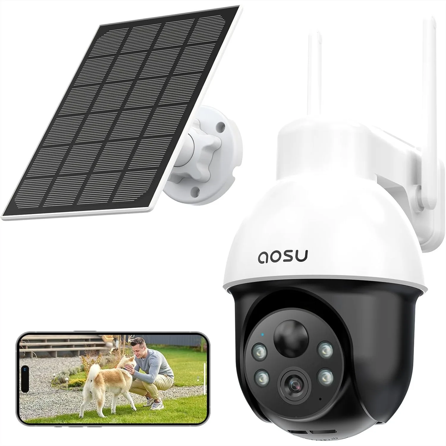 

Solar Security Camera Wireless Outdoor, 3K/5MP Battery Powered WiFi PTZ Camera with Auto Tracking, Full-Color Night Vision