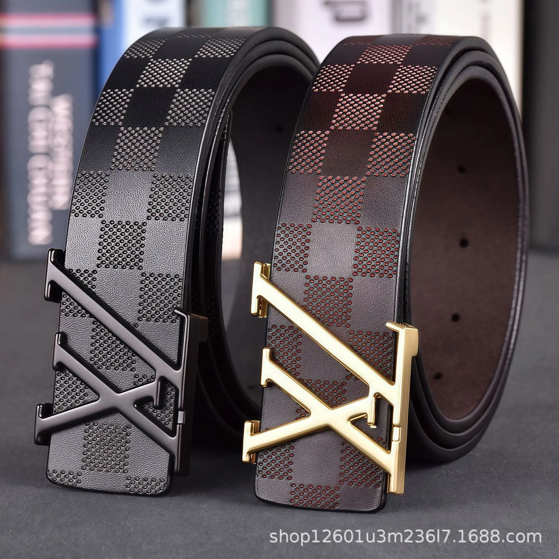 حزام جلد رجالي فاخر بنمط الترتان، جلد البقر النقي، كاجوال وعصري للأعمال