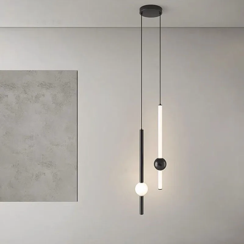 

Nordic bedroom bedside restaurant pendant lamp bar simple living room background wall led creative glass ball brass lamp